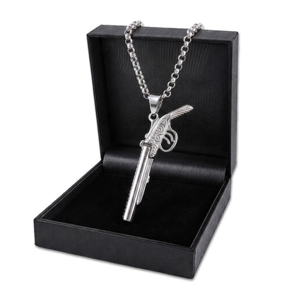 Silver Filled Bonded Double Barrel Shotgun Pendant  24 Inch