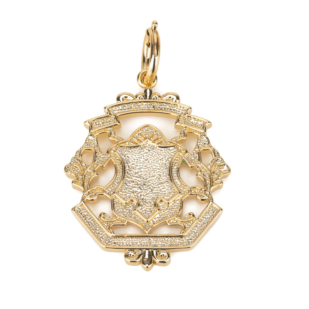 Gold Shield FOB Tag Charm Pendant