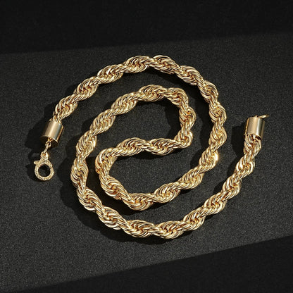Gold Rope Chain Necklace 12mm 30inches