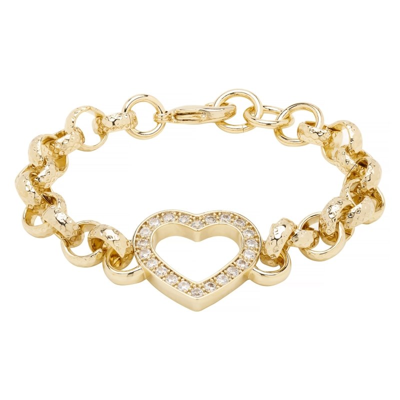 Luxury Gold Kids Open Heart Belcher Bracelet With Crystals