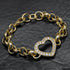 Luxury 8 inch Open Heart Belcher Bracelet With Crystals