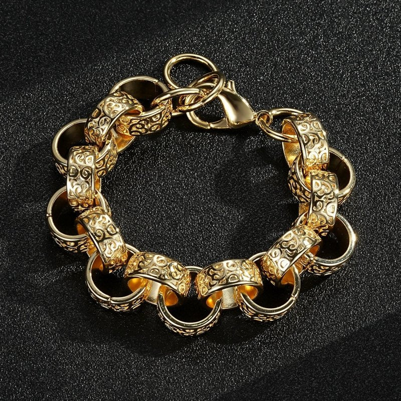 15mm Gold XXL Ornate Belcher Bracelet