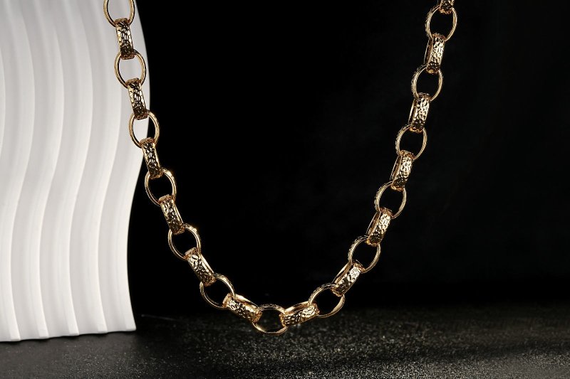 10mm Gold Oval Belcher Chain, 22 Inches Long, 108 Grams