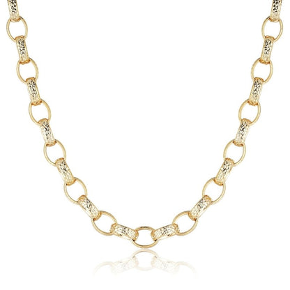 Gold Filled Oval Belcher Chain with Hammered Pattern, 22 Inches, 10mm Width