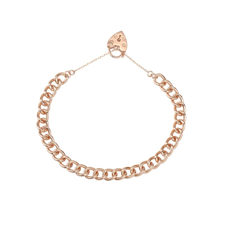 Rose Gold Filled Bracelet with Heart Charm, 8 Inches Long