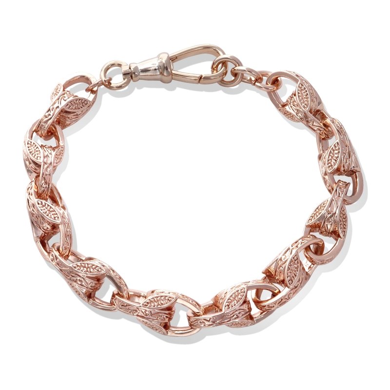 Rose Gold 10mm 3D Tulip Bracelet with Albert Clasp