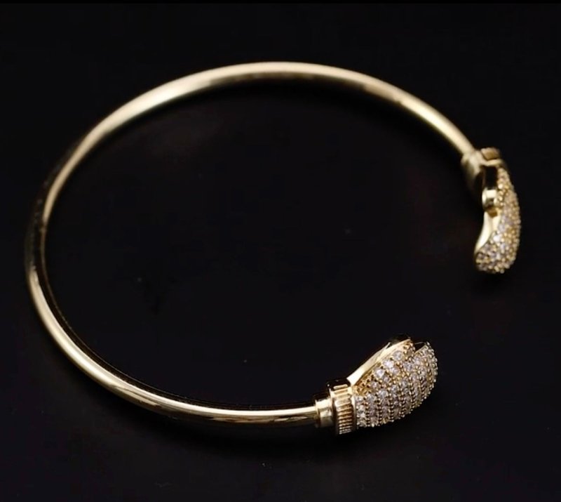 Gold Boxing Glove Torque Bangle / Bracelet with Stones