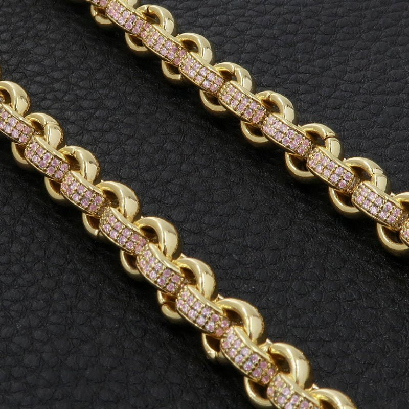 High-Quality Gold Filled Chain with Pink Stones