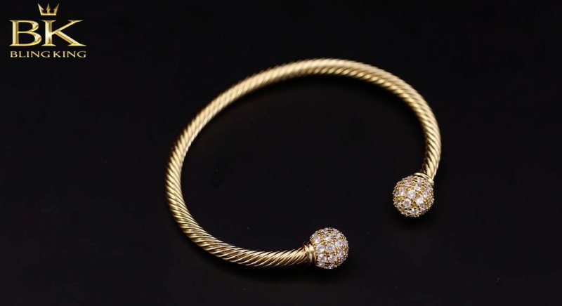 Luxury Gold Ball Torque Bangle / Bracelet with Stones