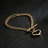 Gold double bracelet with Heart Charm T-Bar