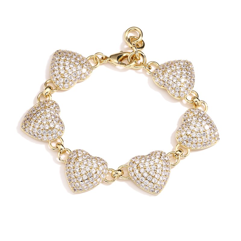 Chunky Crystal Heart Belcher Bracelet