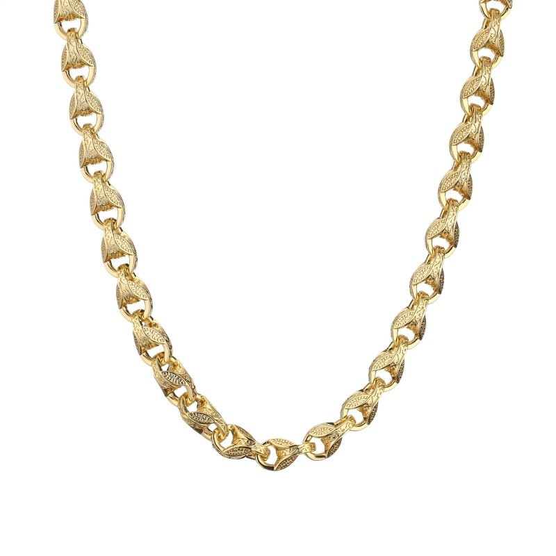 Gold Tulip Chain, 12mm Width, 26 Inch Necklace