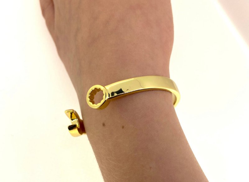 5mm Kids/Teens Adjustable Gold Spanner Wrench Bangle – Bling King