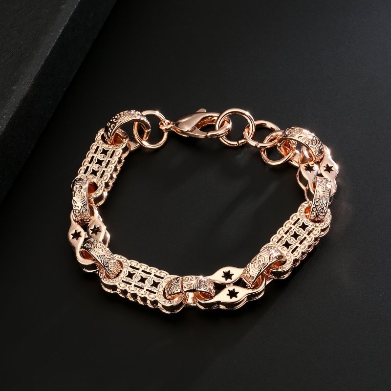 Rose Gold Stars Bars Bracelet 9mm