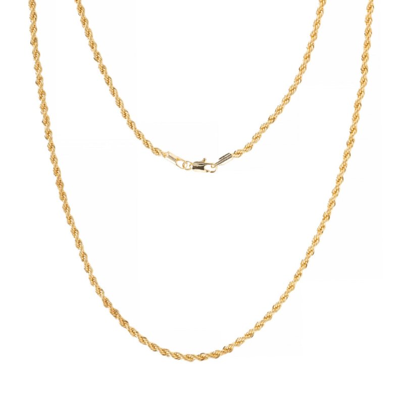 Small Gold Rope Chain, 3mm Width, 18 Inch and 22 Inch Options