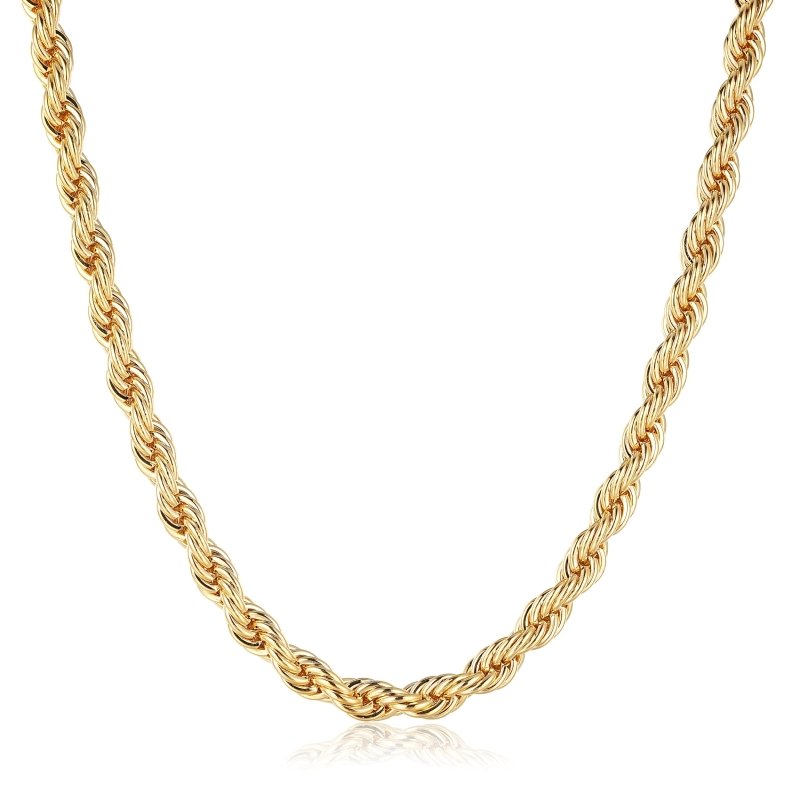 Small Gold Rope Chain, 8mm Width, Multiple Lengths