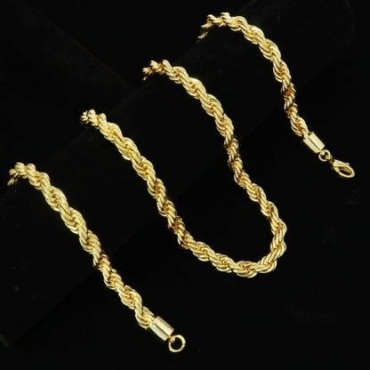 Detailed View of 8mm Gold Rope Chain, 24 Inch and 30 Inch Options