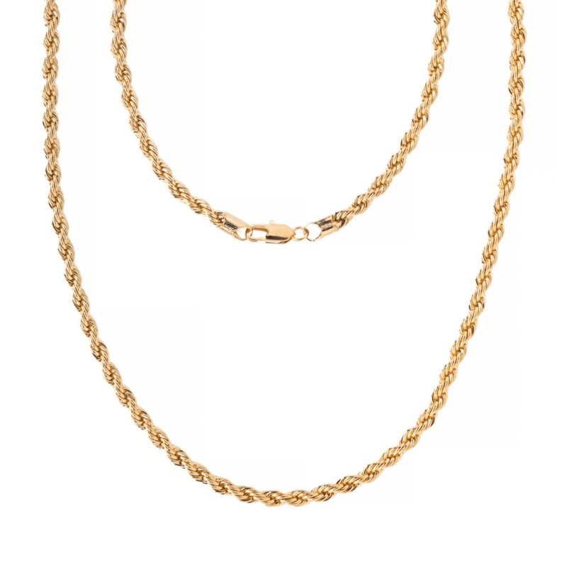 Small Gold Rope Chain, 5mm Wide, 24 Inch Necklace