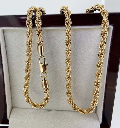 Detailed View of 5mm Gold Filled Rope Chain Necklace, 24 Inches