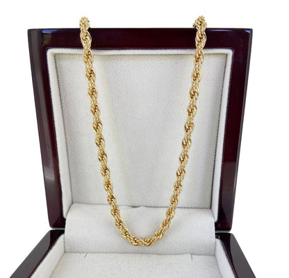 Gold Bonded Thin Rope Chain, 5mm Width, 24 Inch Length