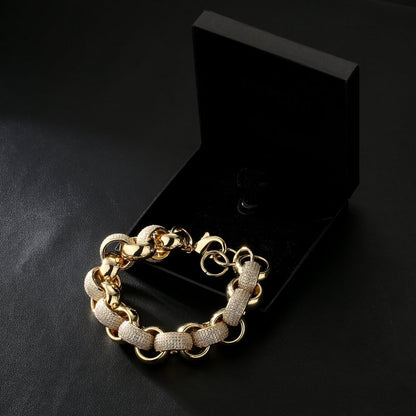 20mm Gold XXL Belcher Bracelet with Stones