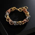 Tri-colour tulip bracelet, 12mm wide, 8/9 inches long, 72 grams, gold-filled.