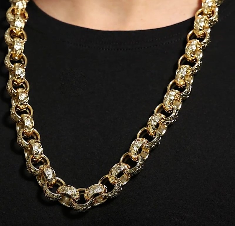 Big Gold Belcher Chain, 20mm Width, 28 Inch Thick Chain