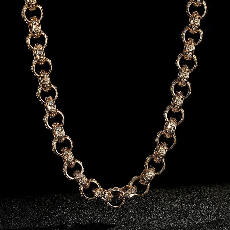 Crystal Flower Patterned Belcher Chain 12mm