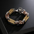 Tri-colour stars and bars bracelet, 11mm wide, 8.5-9 inches, 61 grams, gold-filled.