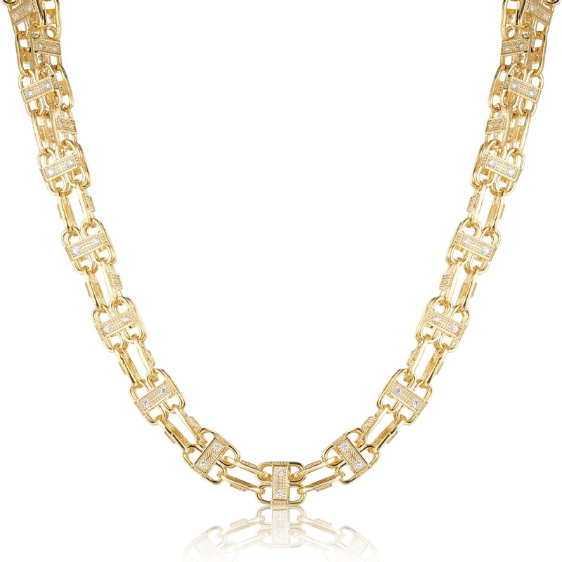 12mm Gold Cage Chain with Stones