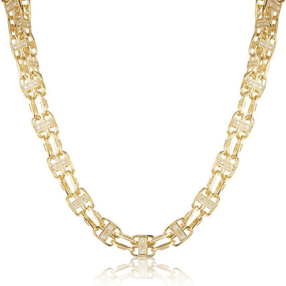 12mm Gold Cage Chain with Stones