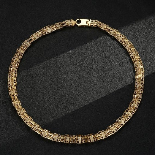 12mm Gold Cage Chain with Stones