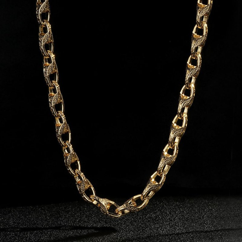 Gold Bonded Tulip Chain, 9mm Wide, 24 Inch Necklace