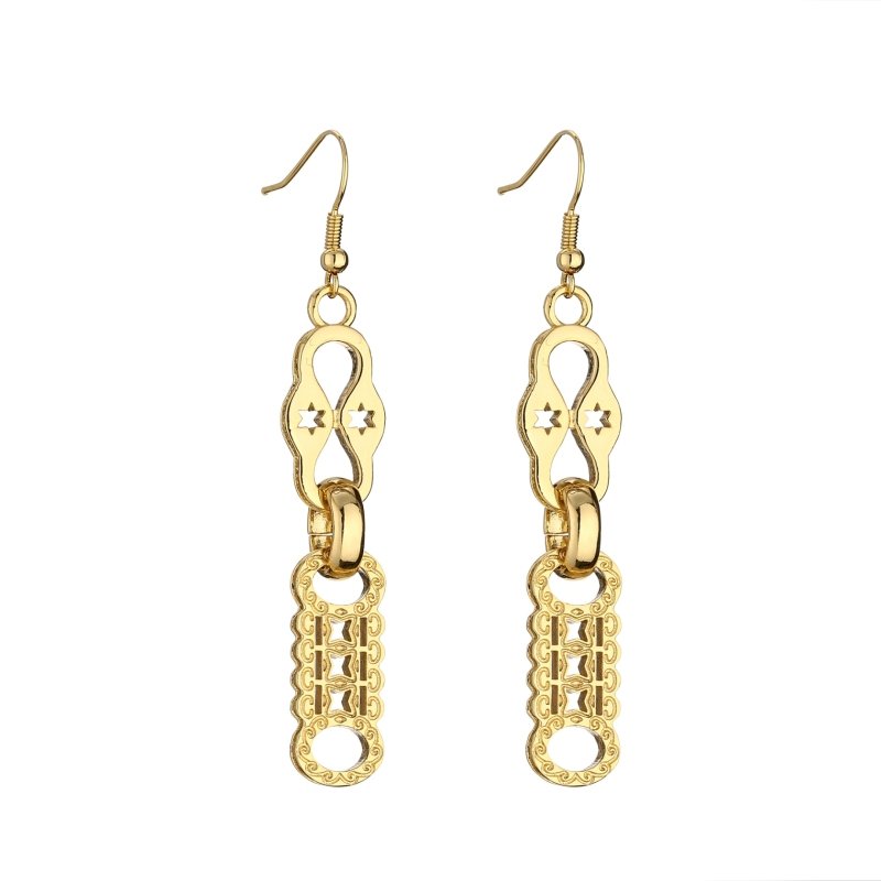 Premium Gold Stars and Bars Dangle Drop Earrings