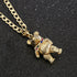 Premium Gold Teddy Bear Multi-Colour Pendant with 4mm Cuban Link Chain