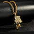 XL Gold Bulldog Pendant with Stones on a 22-inch belcher chain