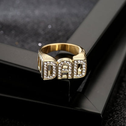 Premium Gold Dad Ring with Stones