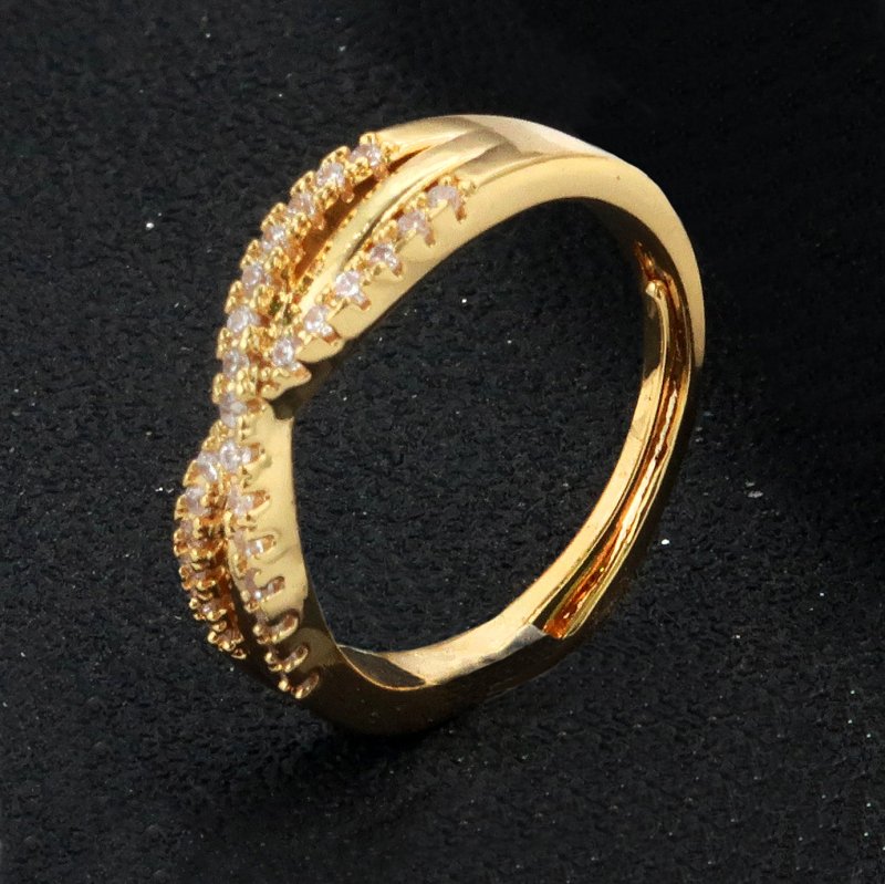 Gold Infinity Adjustable Ring with Stones