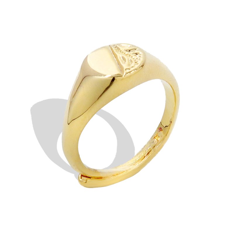 Kids Gold Round Half Engraved Ring - Gold-filled kids ring with half-engraving