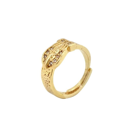 Kids Gold Buckle Ring with Stones - Kids gold-filled adjustable ring, buckle style with stones