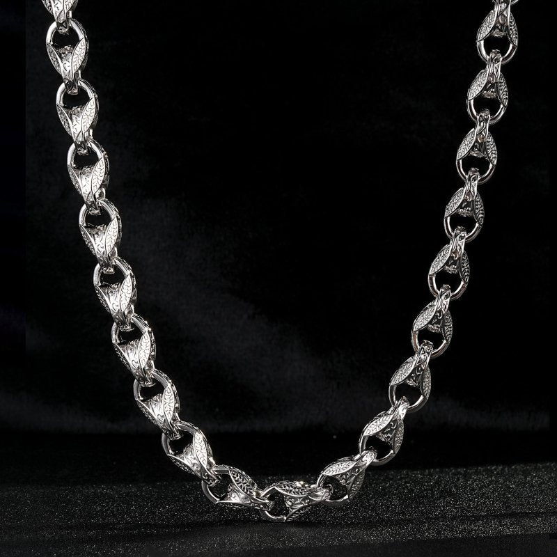 Silver Bonded Tulip Chain, 12mm, 27 Inches Long, with Free Leather Box