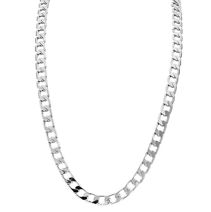 6mm Silver Cuban Curb Chain Necklace 24 Inch