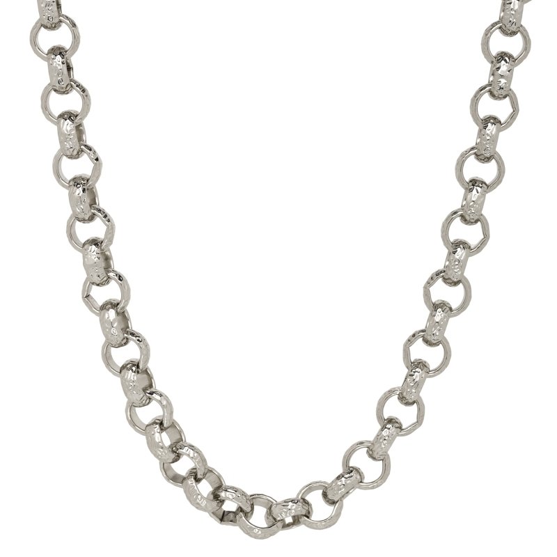 12mm Silver Filled Diamond-Patterned Belcher Chain, 30 Inches Long